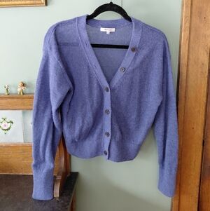 Madewell Alpaca Wool Blue V Neck Button Long Sleeve Knit Cardigan Size Small